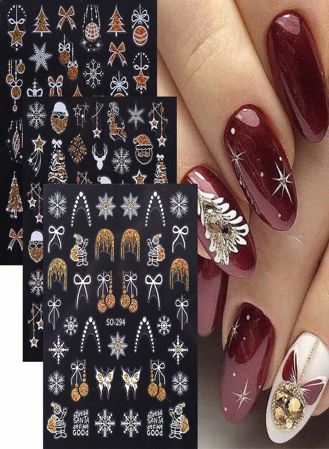 SWEET TREND 9 Sheets Christmas Nail Stickers: 3D Self-Adhesive Xmas Nail Art Decals - Christmas Tree Snowflake Star Reindeer Santa Designs - Holiday Winter Manicure Decorations for Women - Image 2